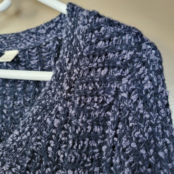 Anthropologie Moth Navy Zipped Stitch Wool/Alpaca Blend Pullover Knit Sweater - Picture 11 of 16